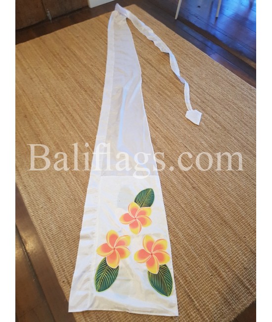 White Bali Frangipani Flag Hand Painted White Bali Frangipani Flag Hand Painted